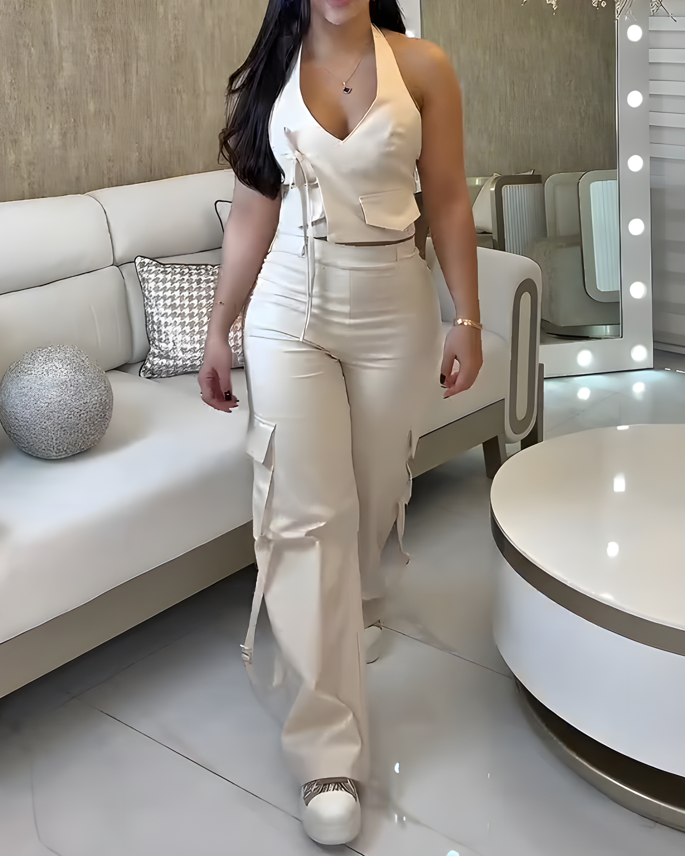 Sleeveless Casual 2-Piece Set