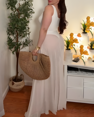 V-Neck Tummy-Control Mesh Slip Maxi Dress