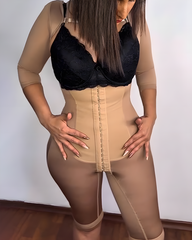 Long-Sleeved Open-Chest Tummy-Control Full body Shaper