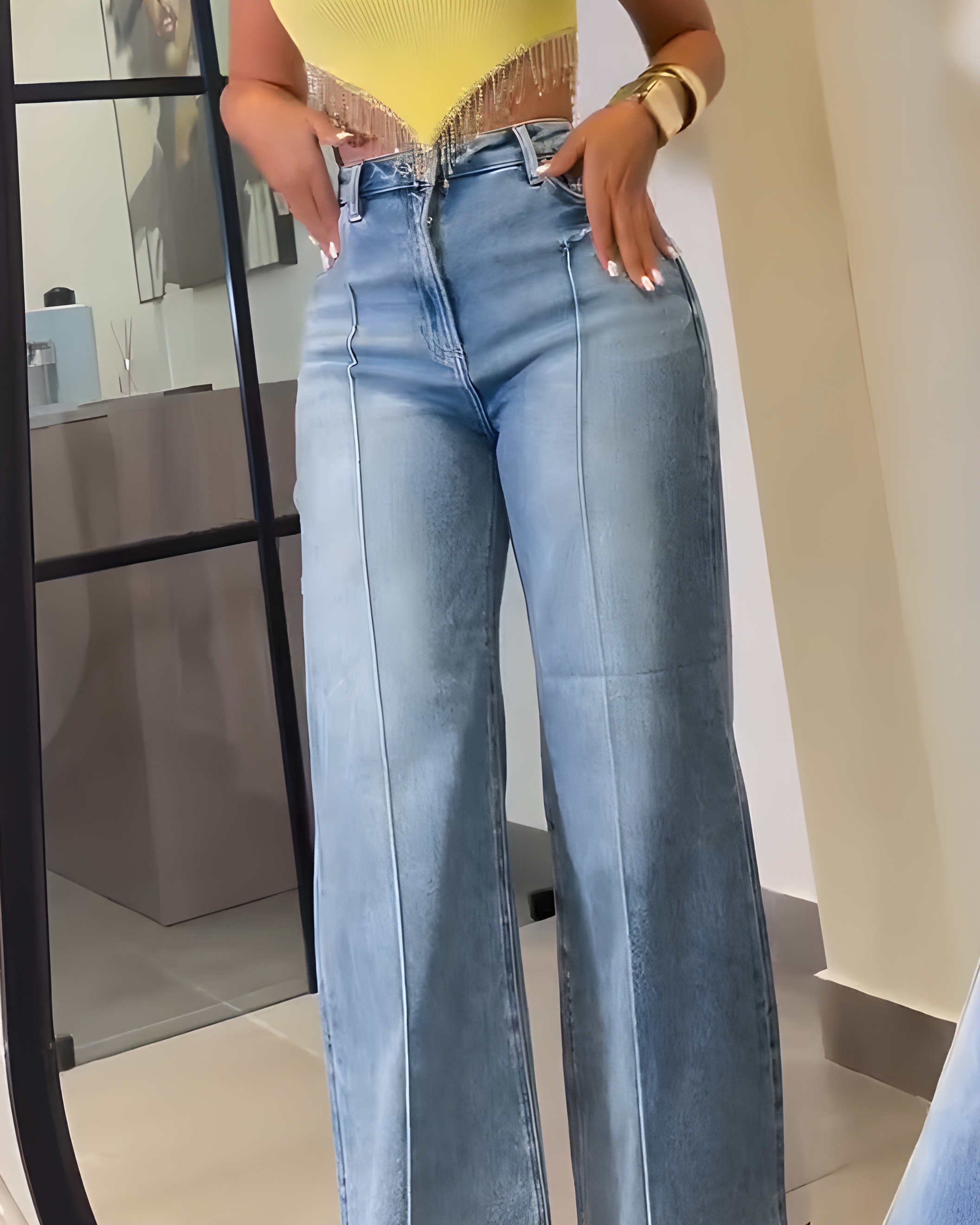 High-Waisted Slimming Wide-Leg Jeans