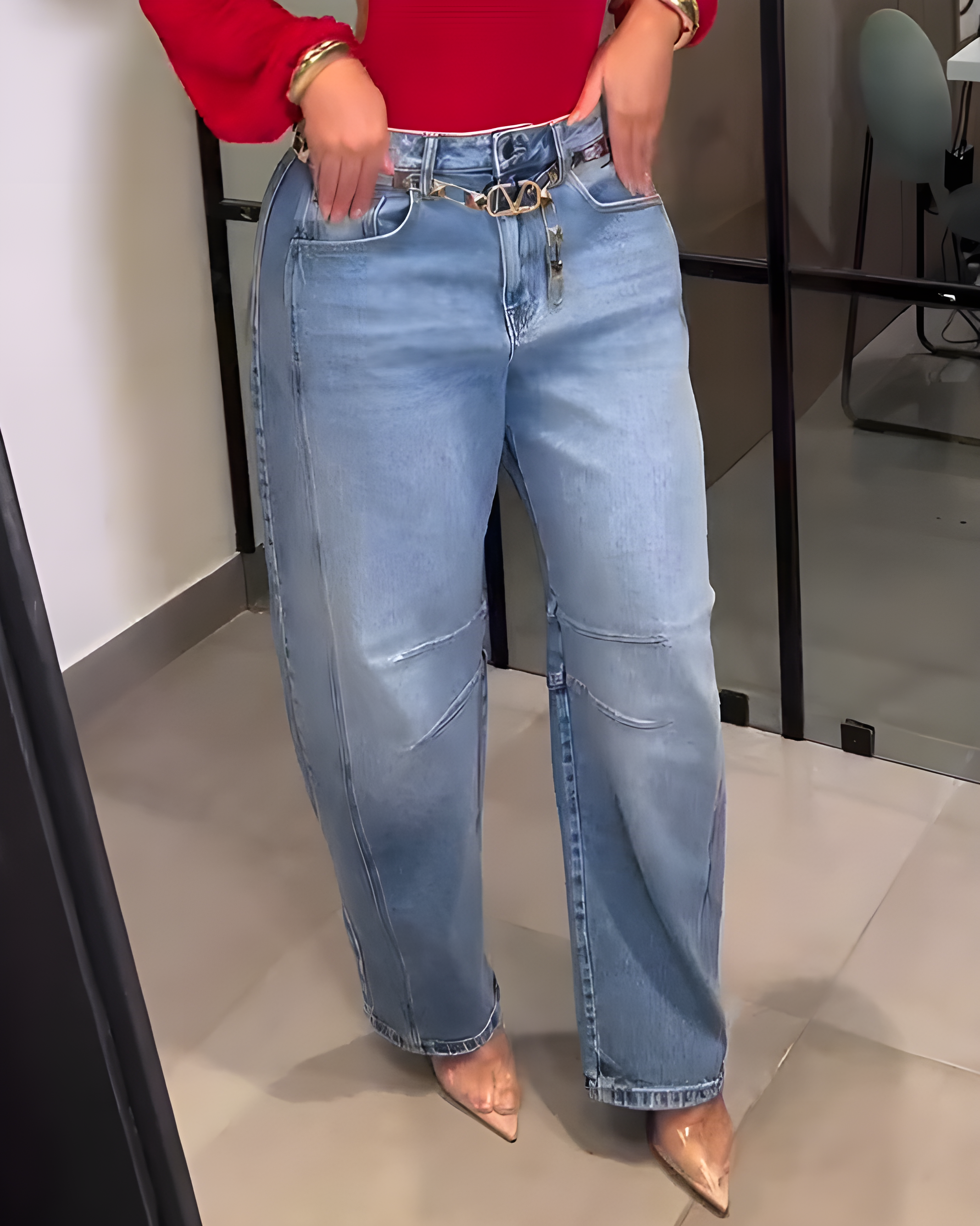 High Waist Slim Fit Harem Jeans