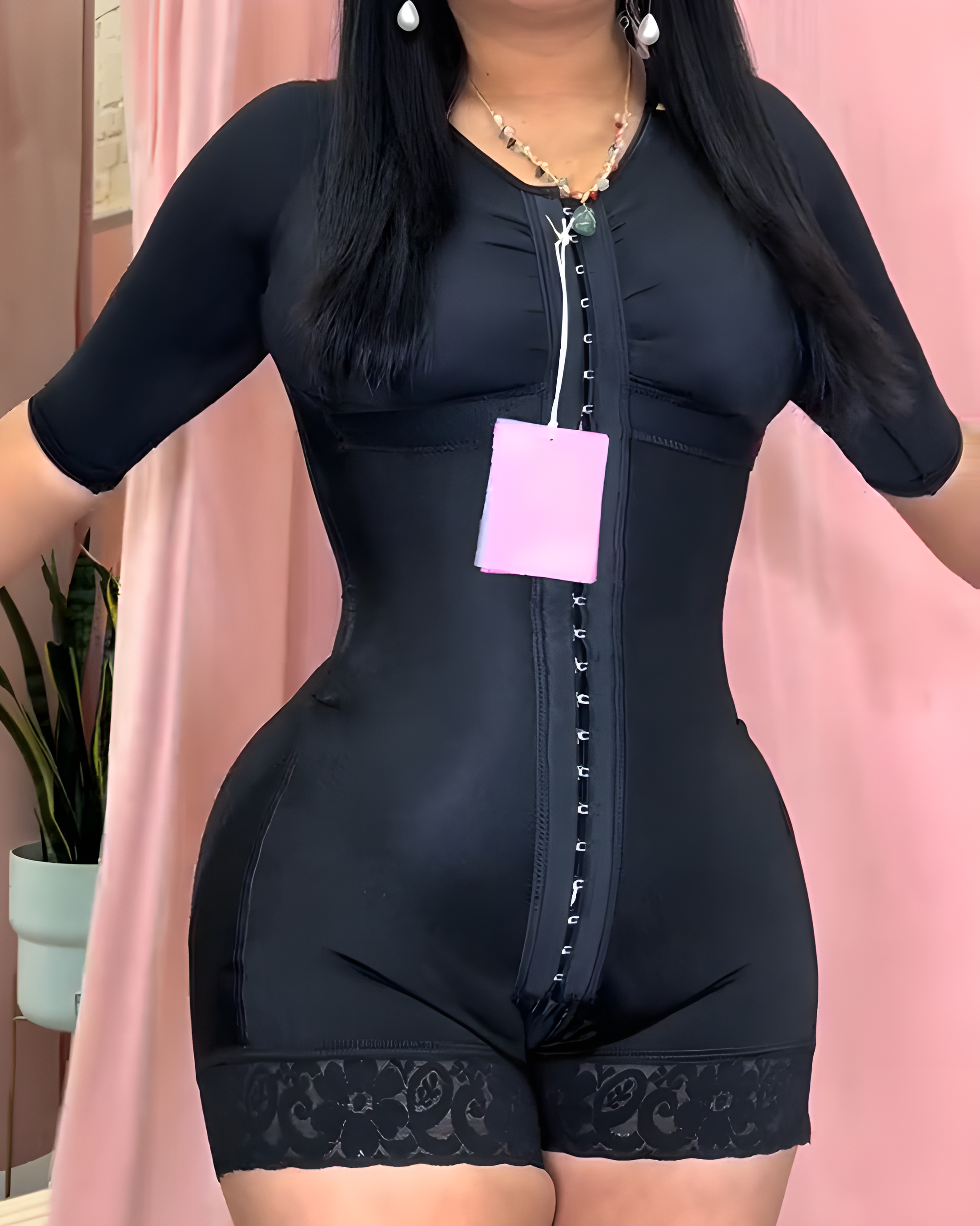 Mid-Sleeve Hourglass Shaping Hook and Eye Full Body Shaper