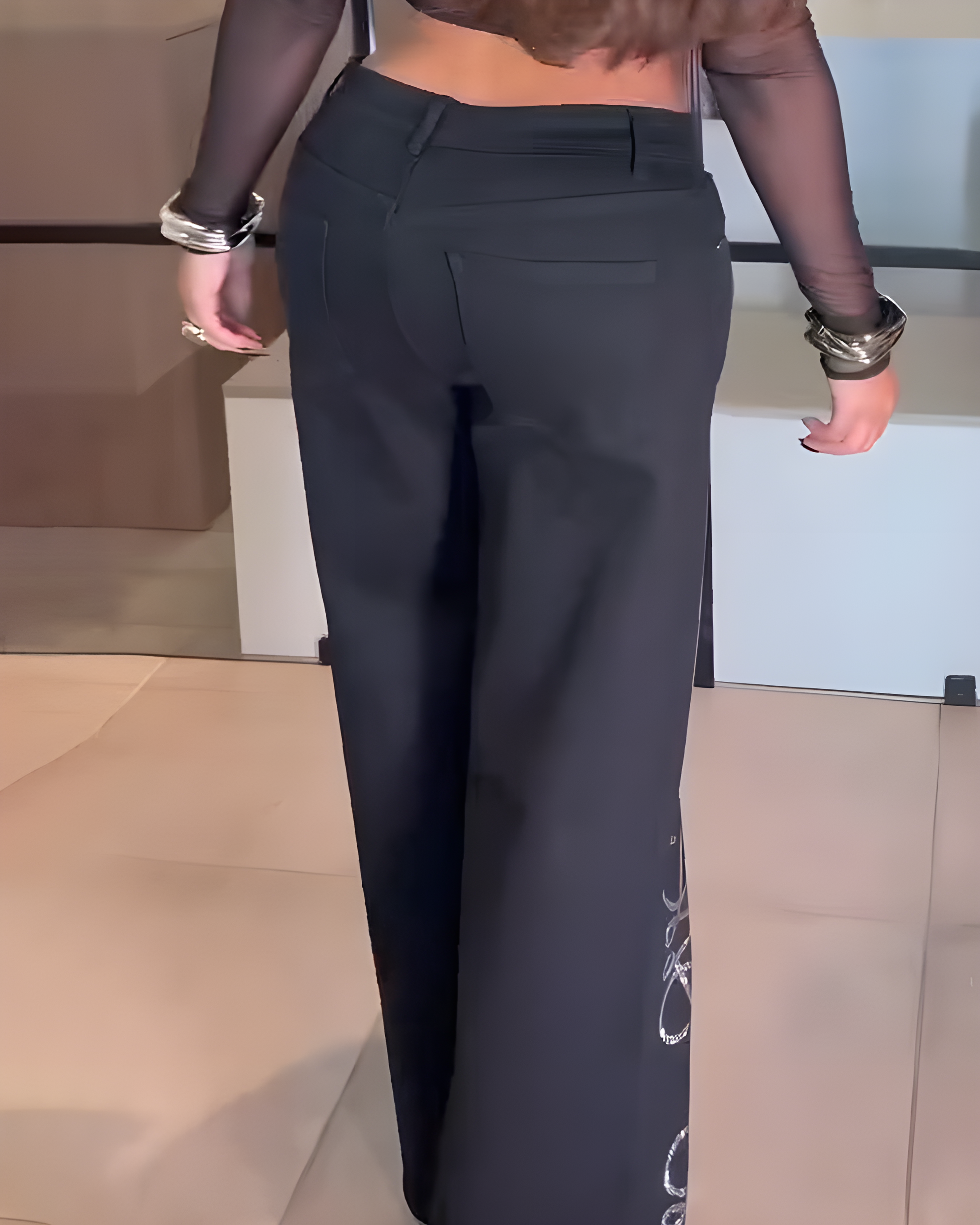 Shiny Straight Leg Jeans