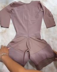 Mid-Length Sleeve Hook Eye Abdominal Compression Shapewear