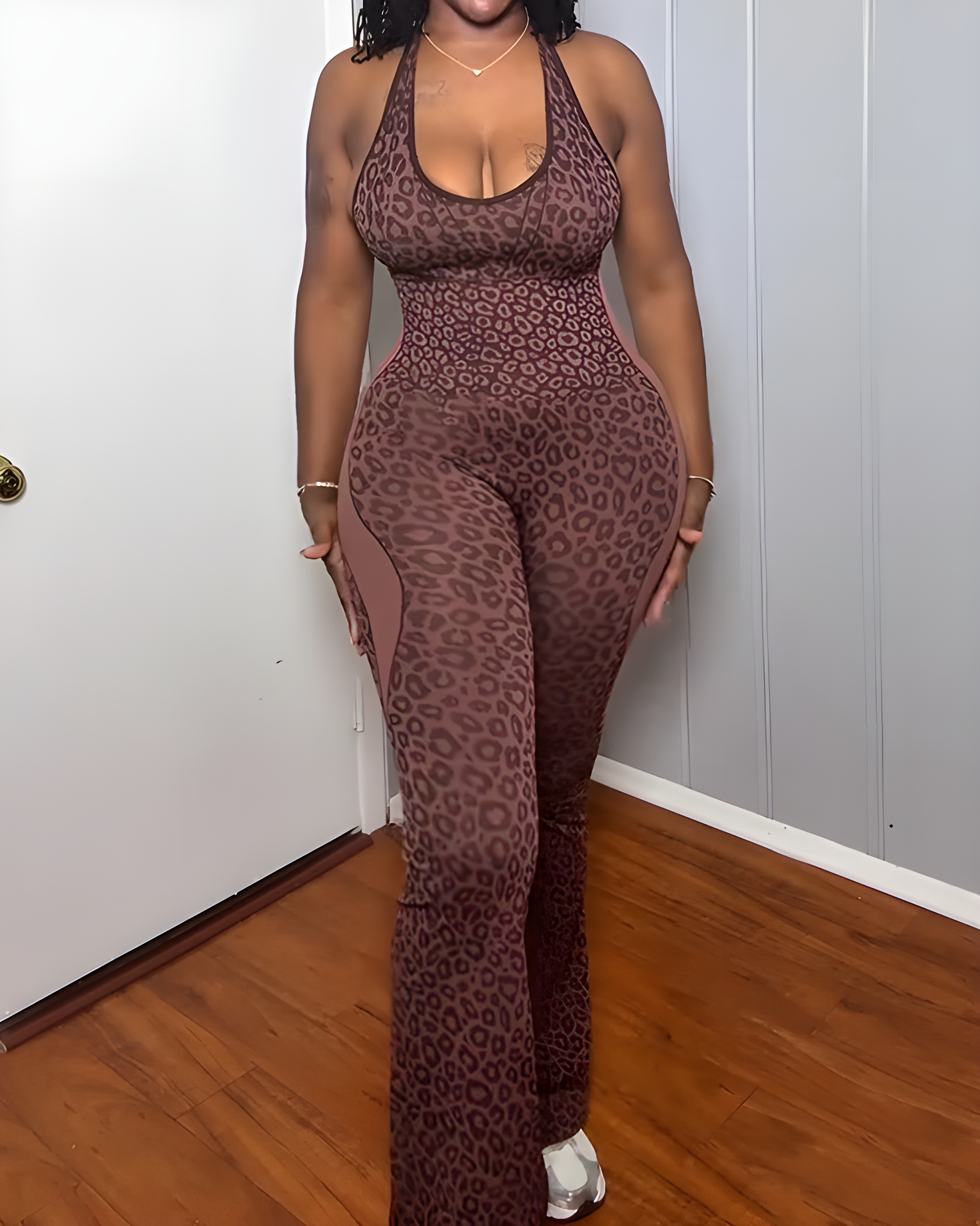 Backless Slimming Bodycon Flare Jumpsuit