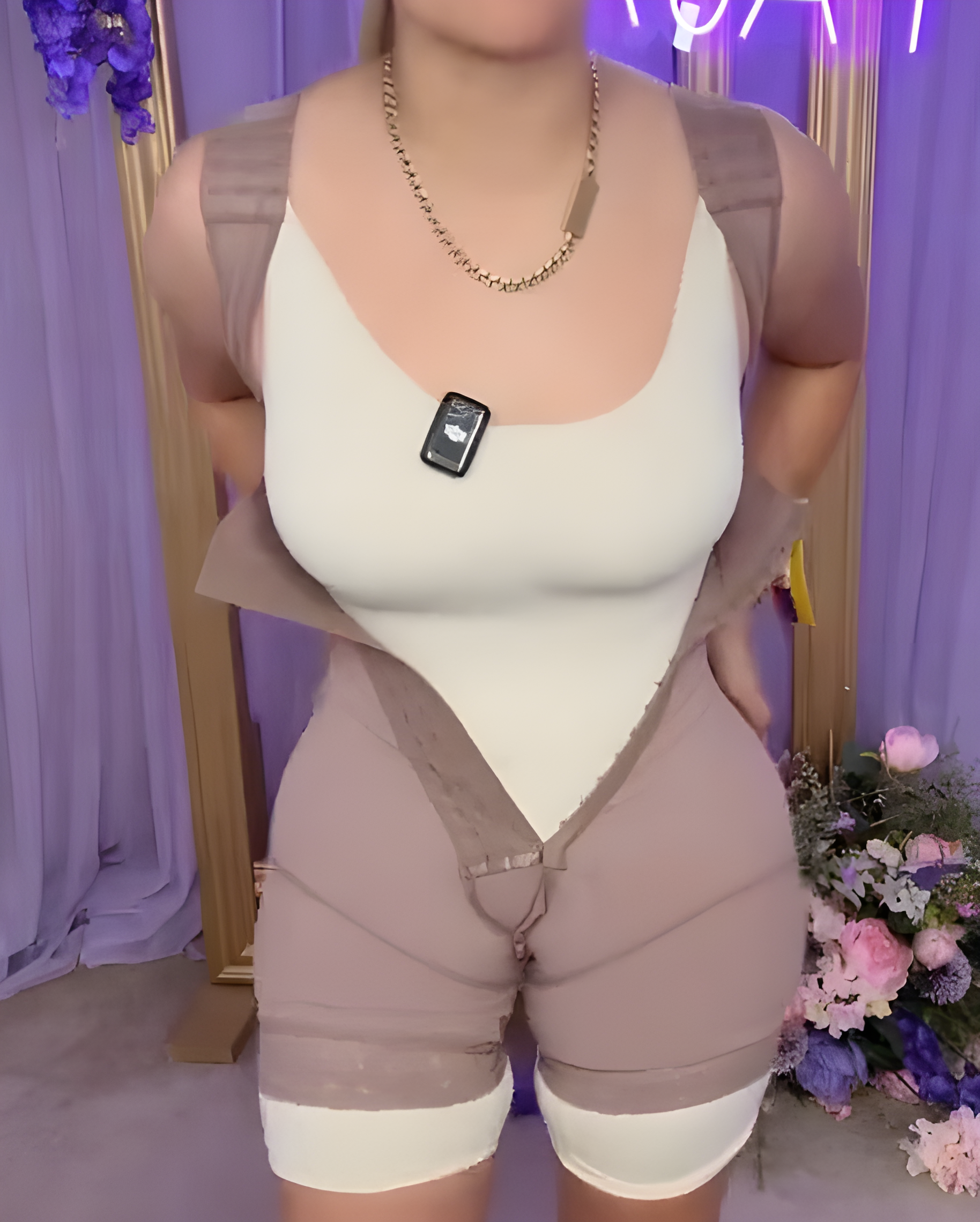 Open Chest Tummy Shaping Wide Straps Body Shaper