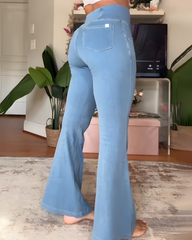 High-Stretch Slimming-Fit Flared Jeans