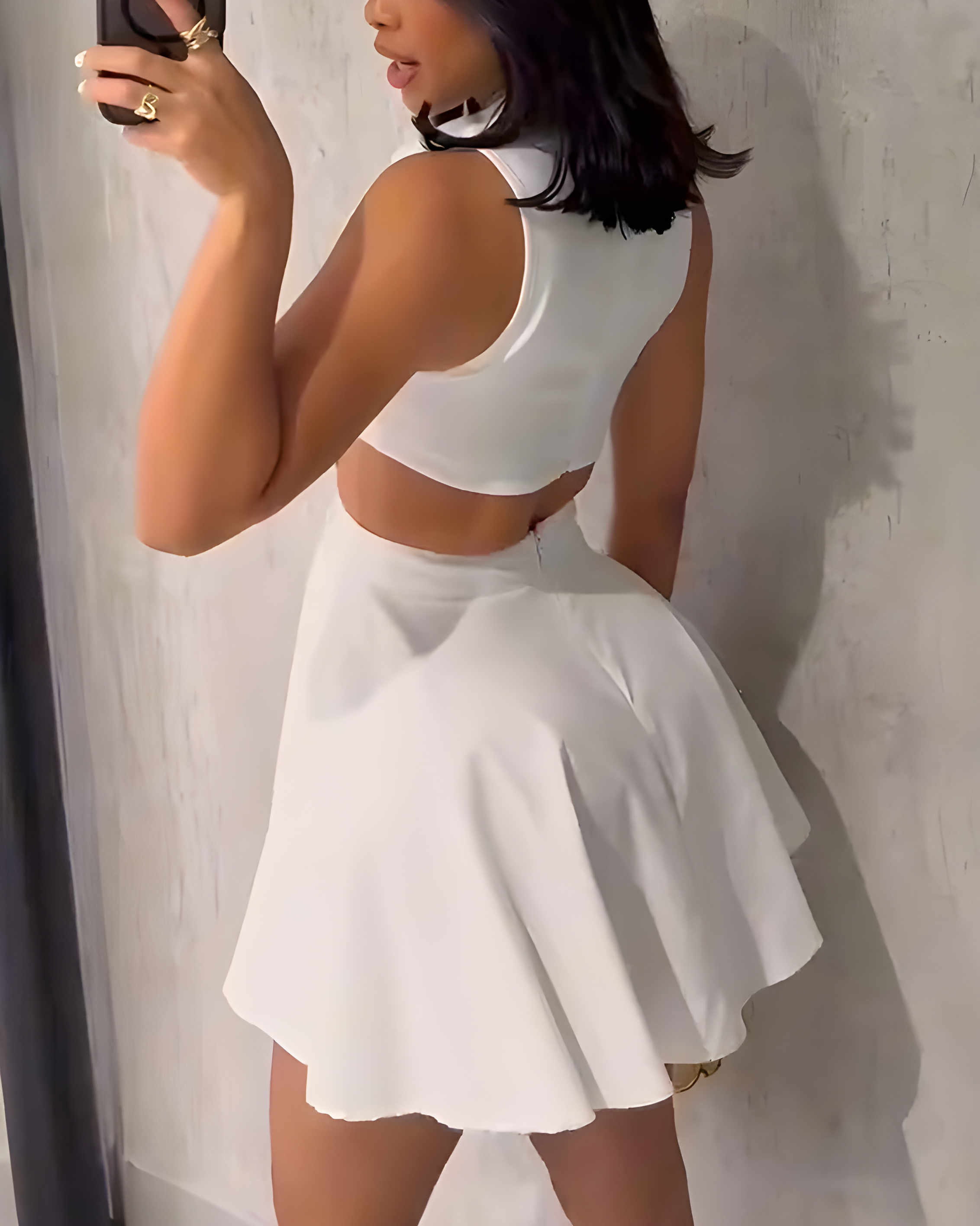 Lapel Slimming Cutout Dress
