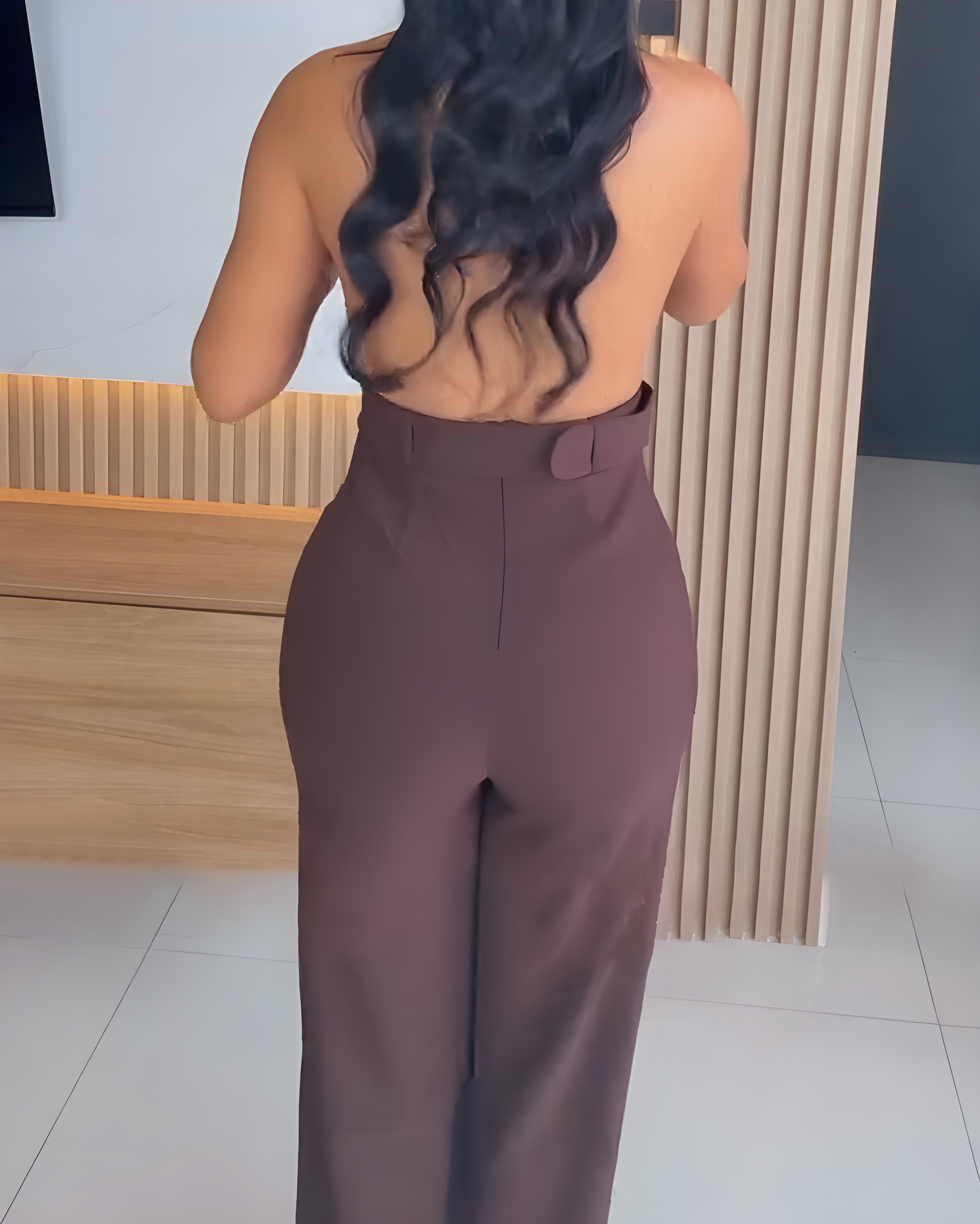 Lace Paneled Backless Wide-Leg Jumpsuit