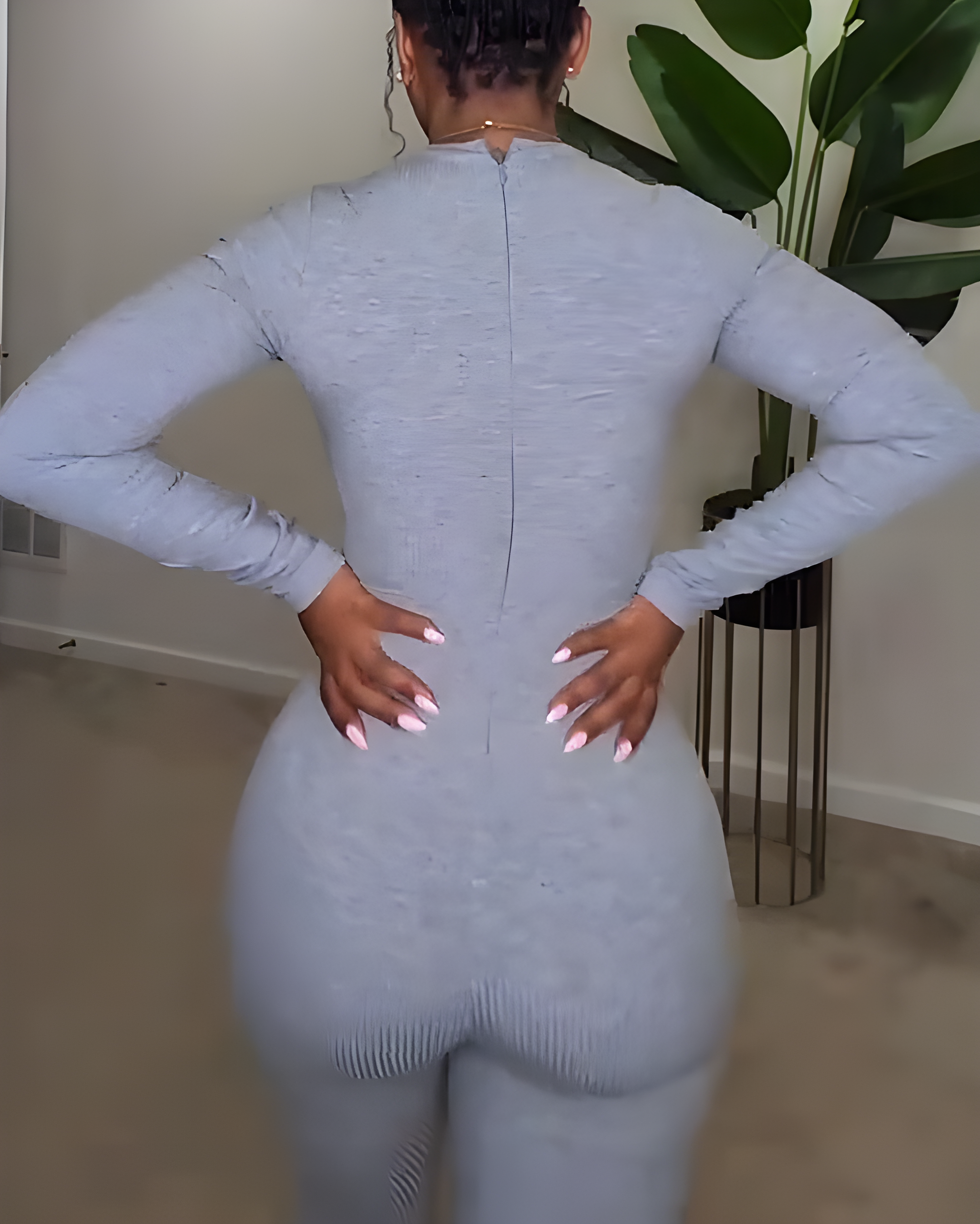 Tight-Fitting Ribbed Slimming Jumpsuit