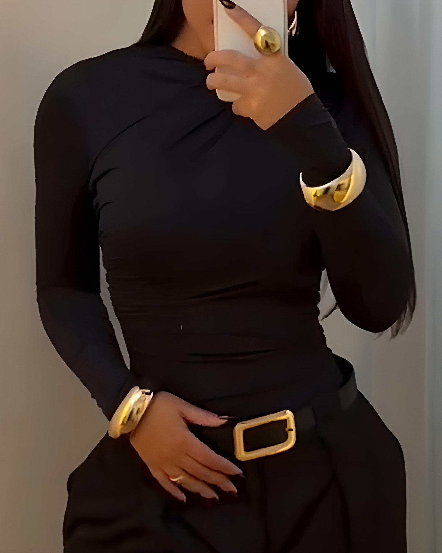 Mesh Ruched Long Sleeve Top