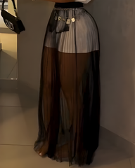 Single Layer Sheer Mesh Maxi Skirt