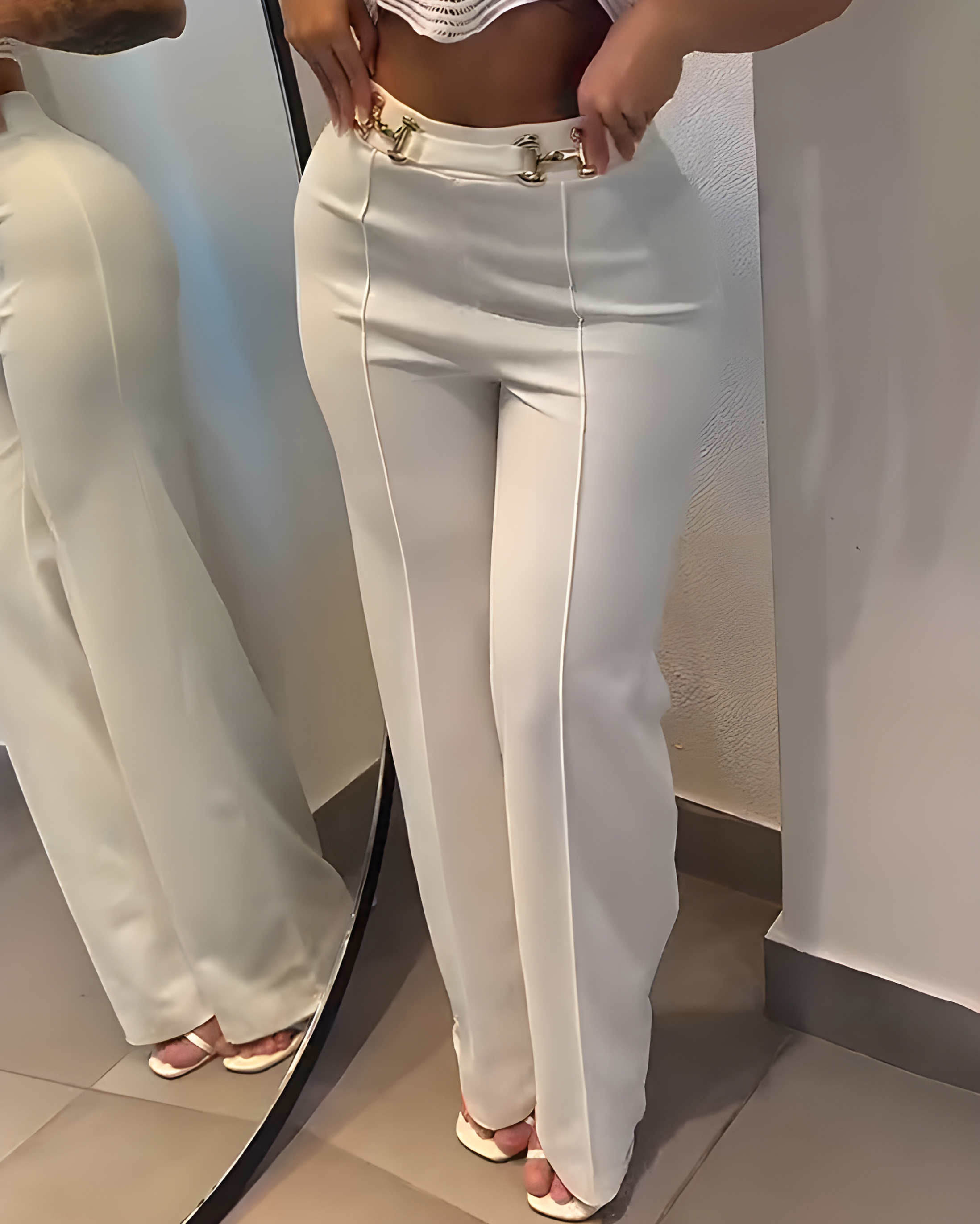 Slim High Waist Casual Straight Pants