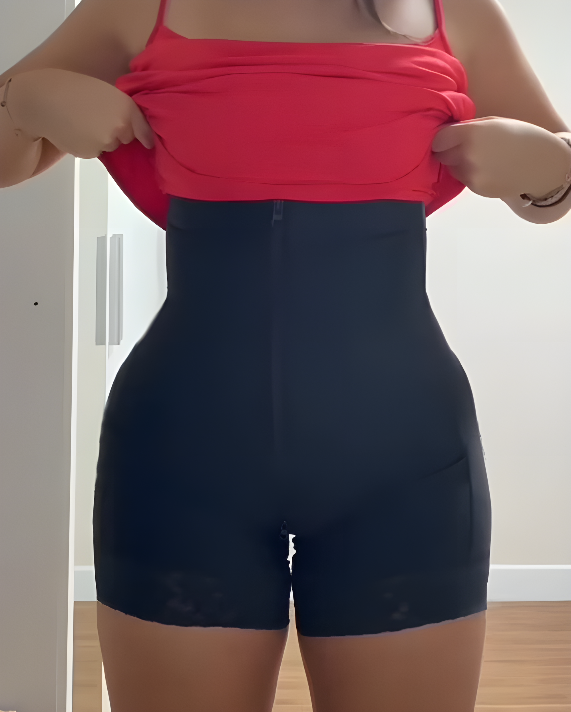 High-Rise Tummy-Controlling Front Zip Shaping Shorts