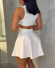 Lapel Slimming Cutout Dress