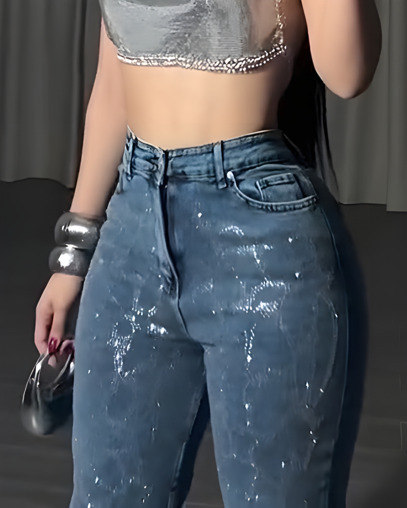 Rhinestone Straight Leg Jeans