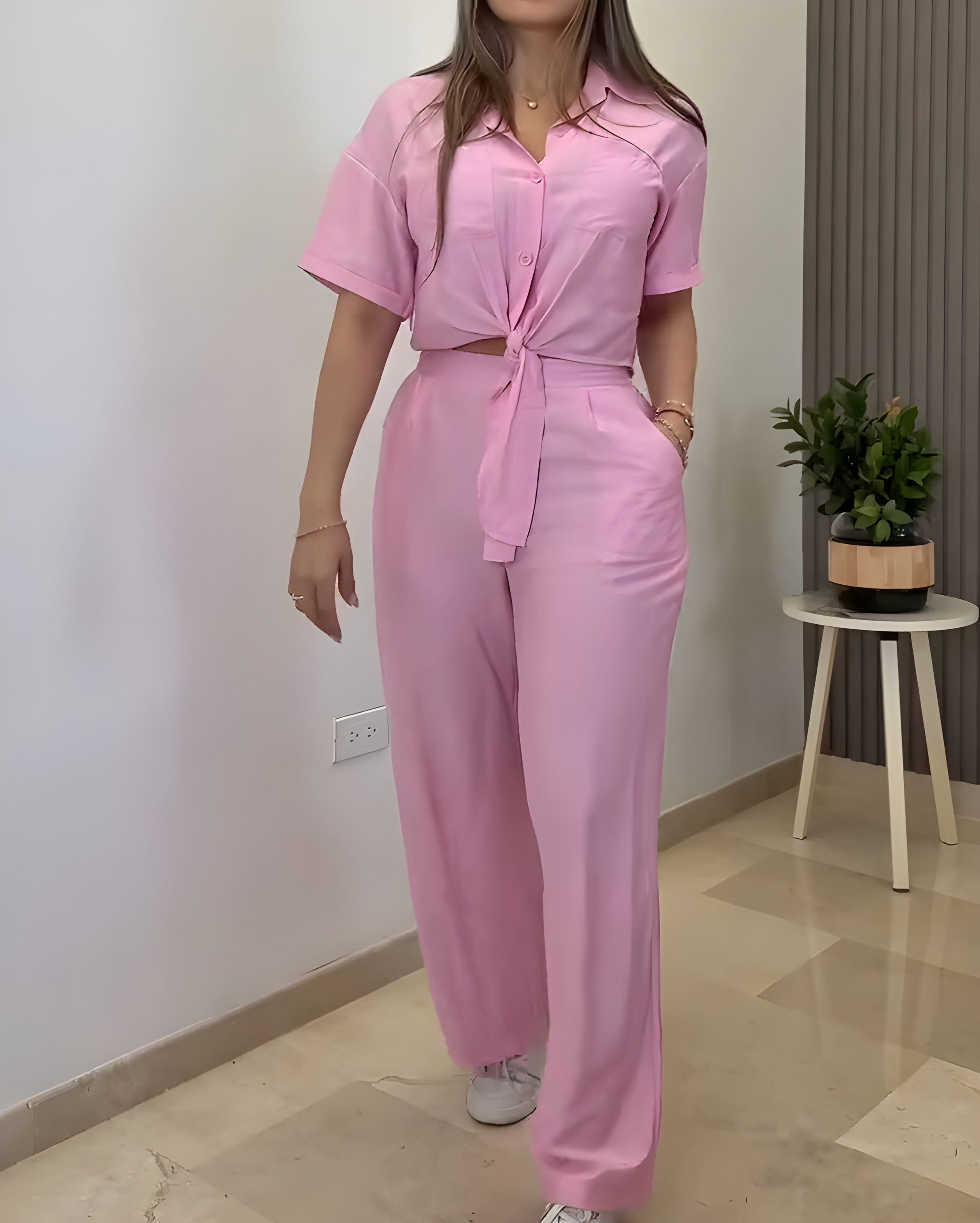 Loose Comfortable Short Sleeve Wide Leg 2 Piece Set