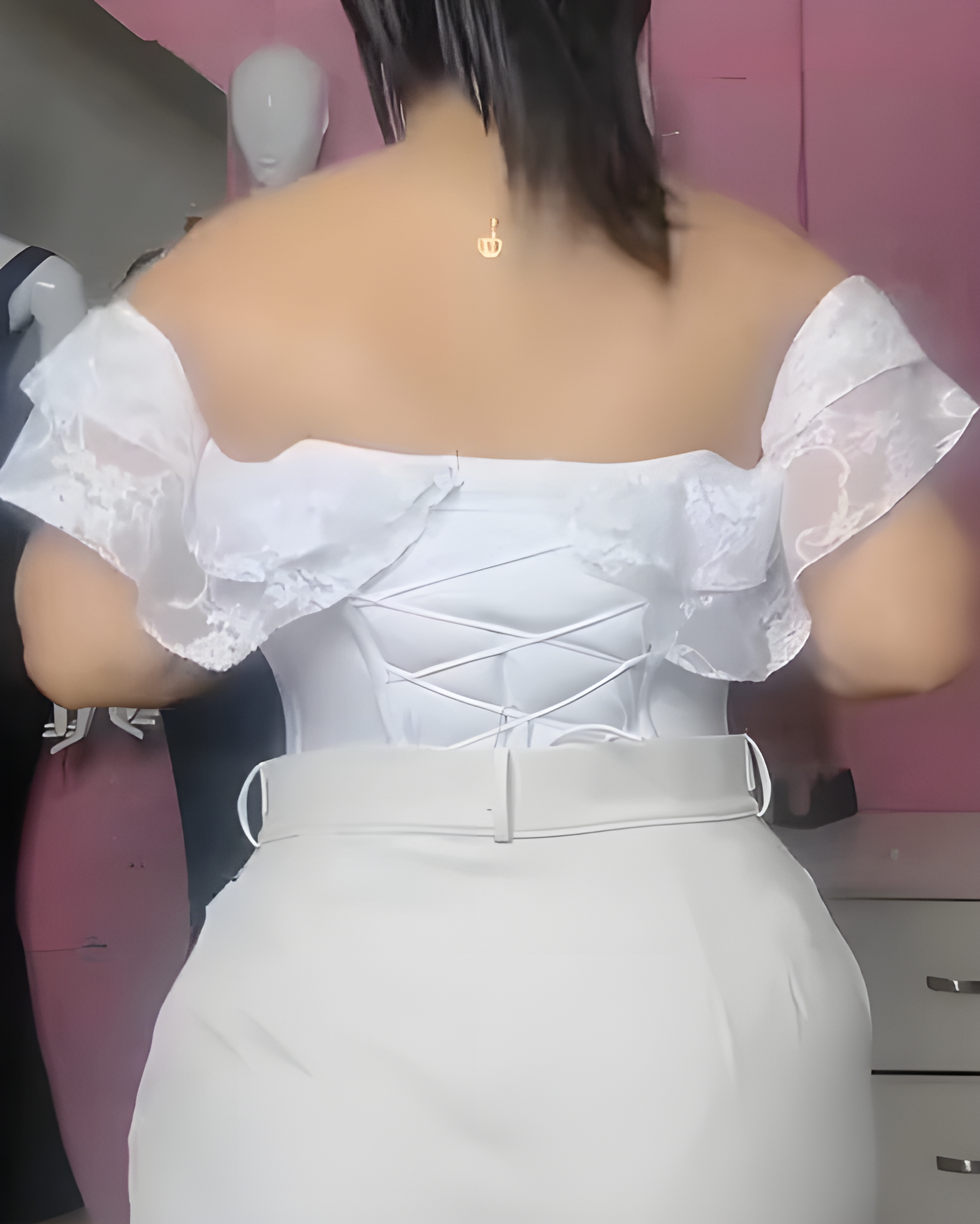 Lace Back Tie Tummy Control Thong Bodysuit