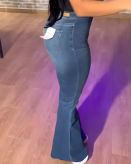 High Waist Skinny Denim Flared Pants