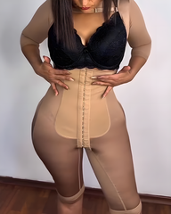 Long-Sleeved Open-Chest Tummy-Control Full body Shaper