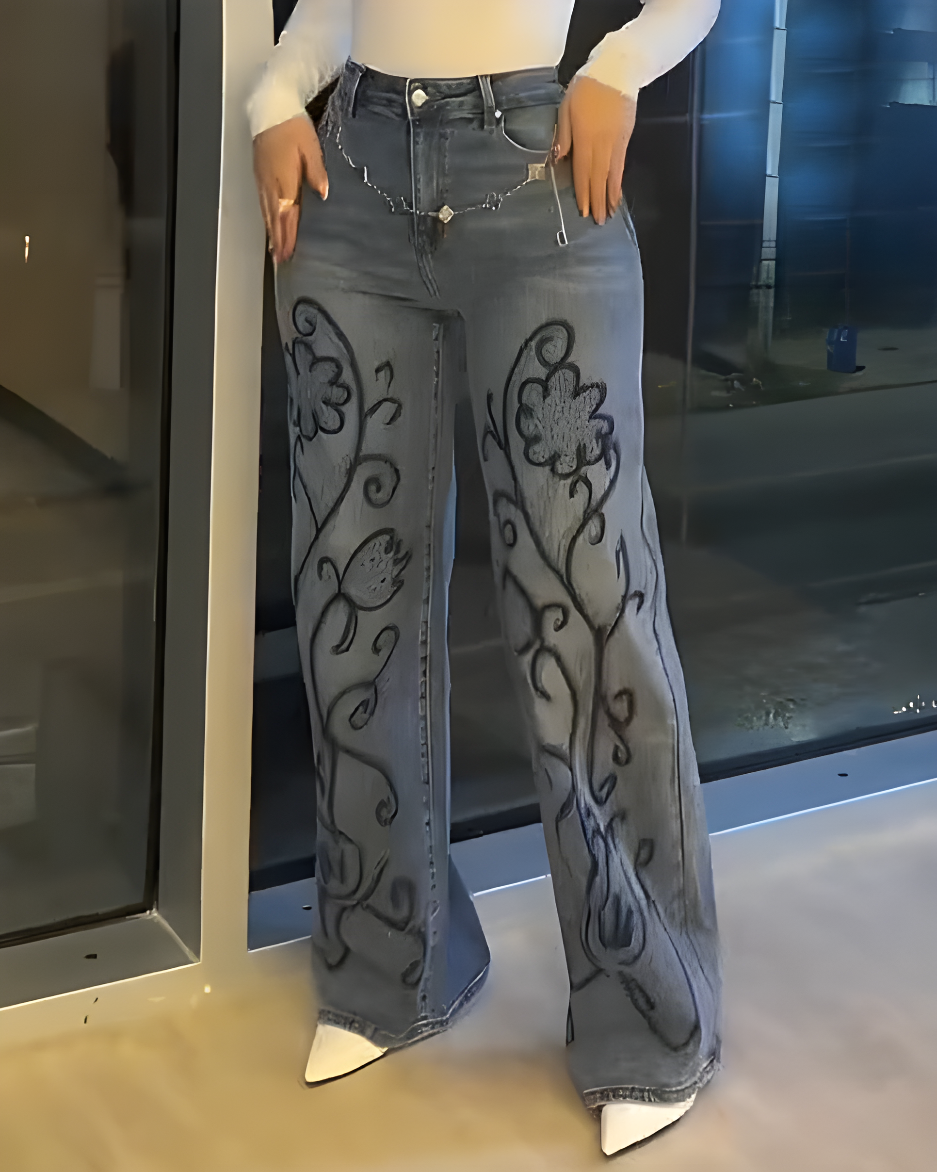 Slim-Fit Embroidered Jeans