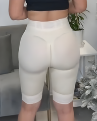 Lace-Trimmed Shiny Hip-Lifting Mid-Length Pants