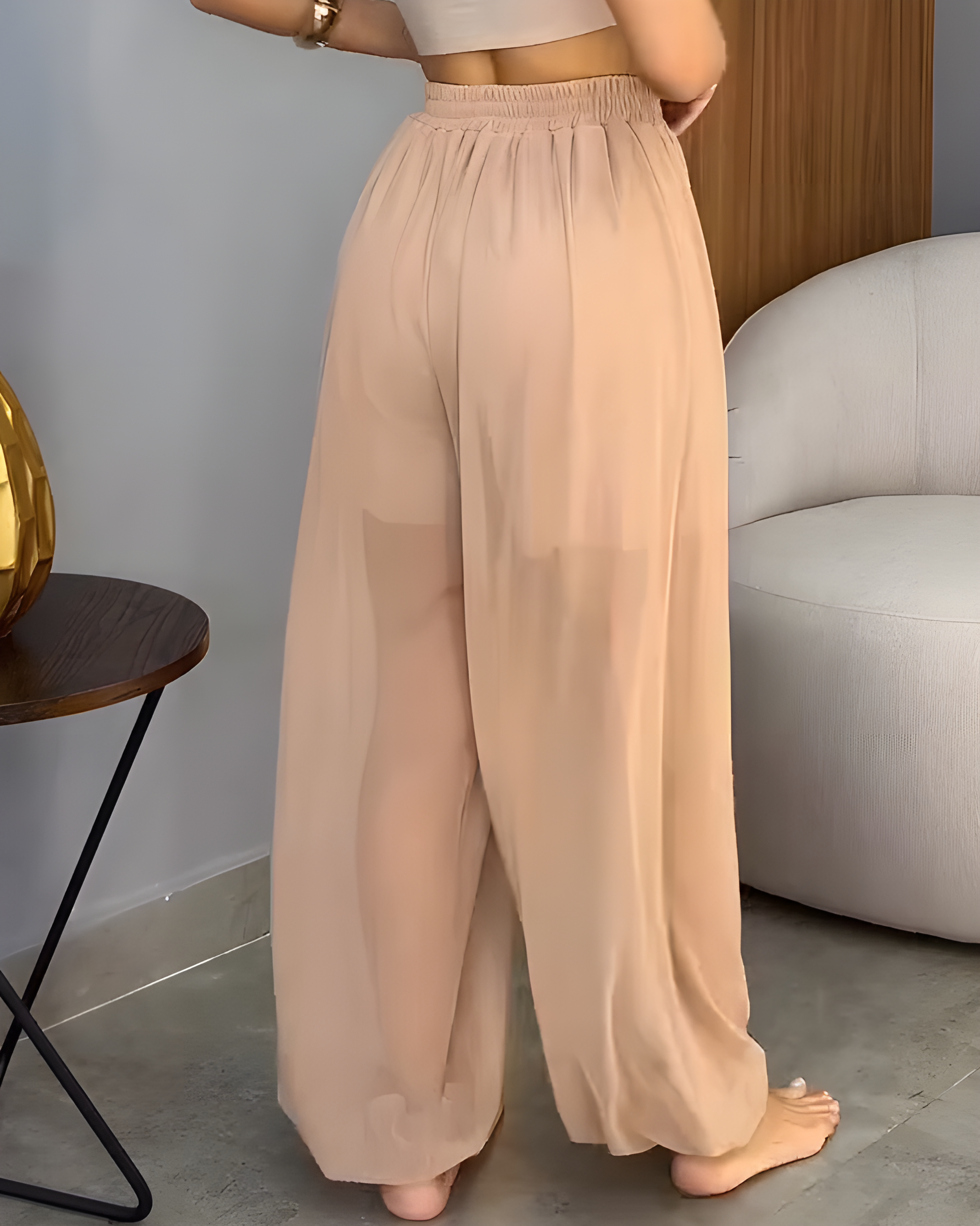 Sheer Mesh Slim Casual Pants