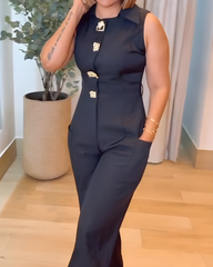 Sleeveless Slim Fit Wide Leg Jumpsuit