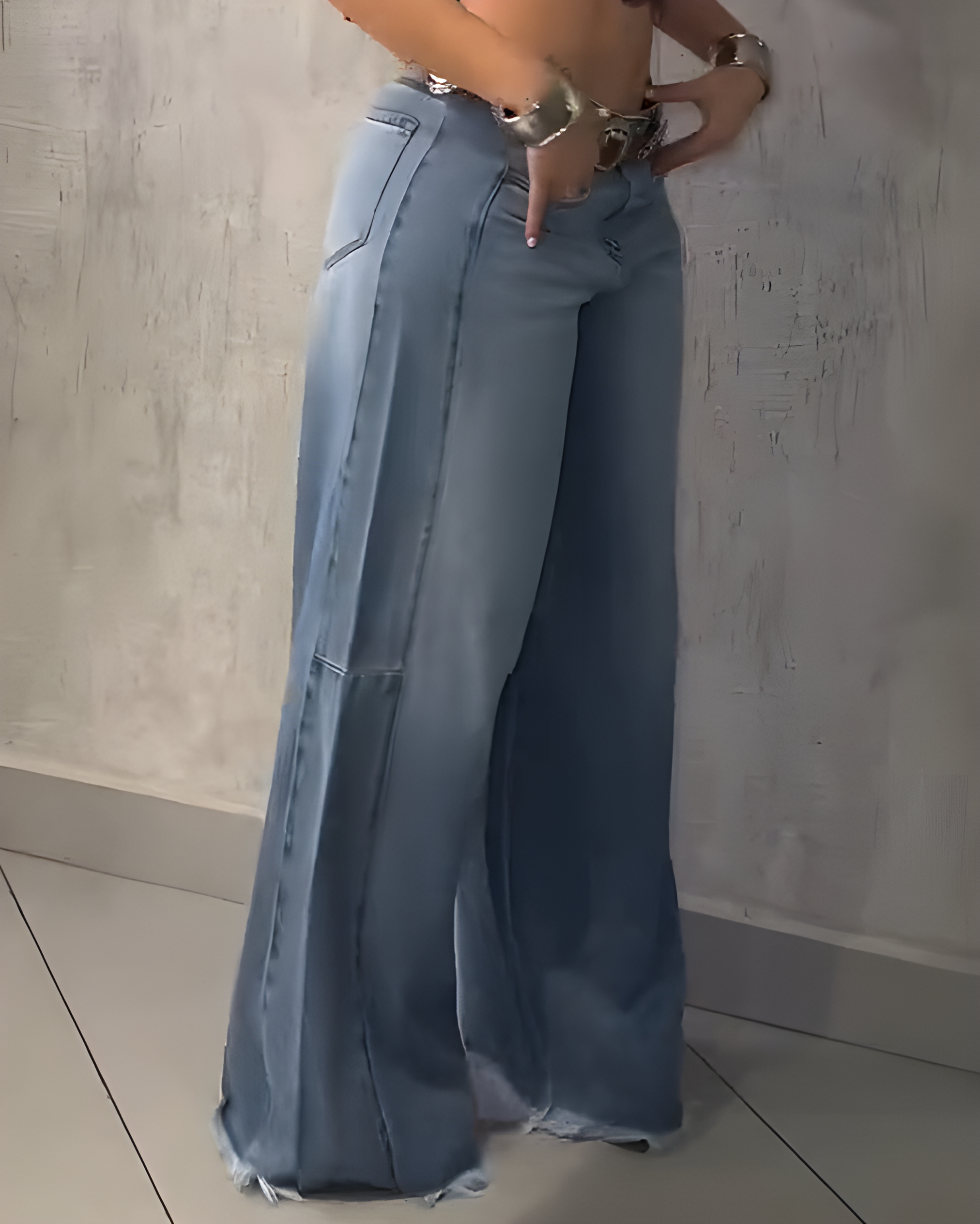 Frayed Tassel Wide-leg Jeans