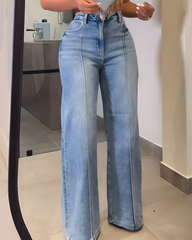 High-Waisted Slimming Wide-Leg Jeans