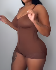 Front-Zip Sleeveless Tummy Sculpt Bodysuit