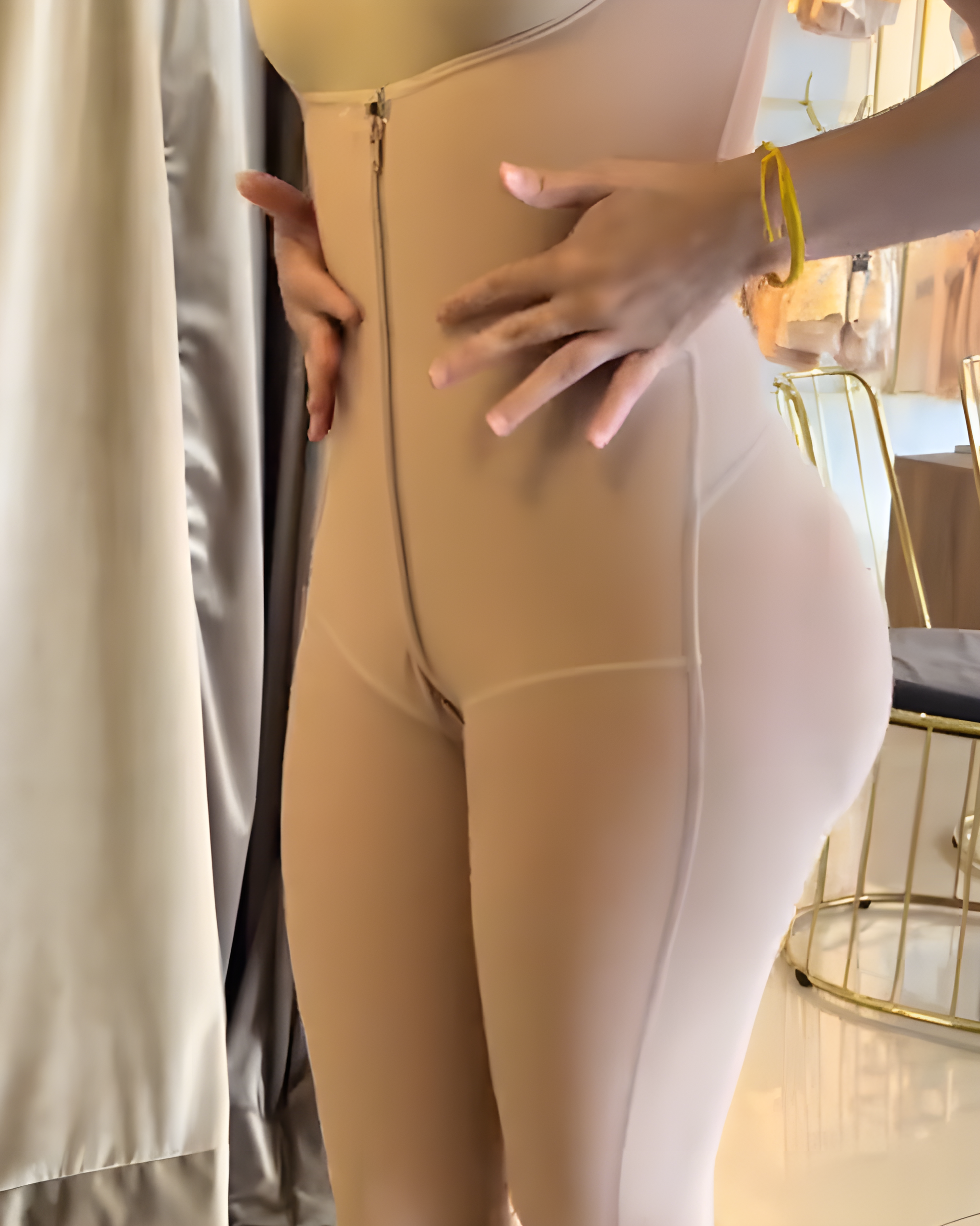 Front Zipper Open Chest Long Sleeve Tummy Control Body Shaper