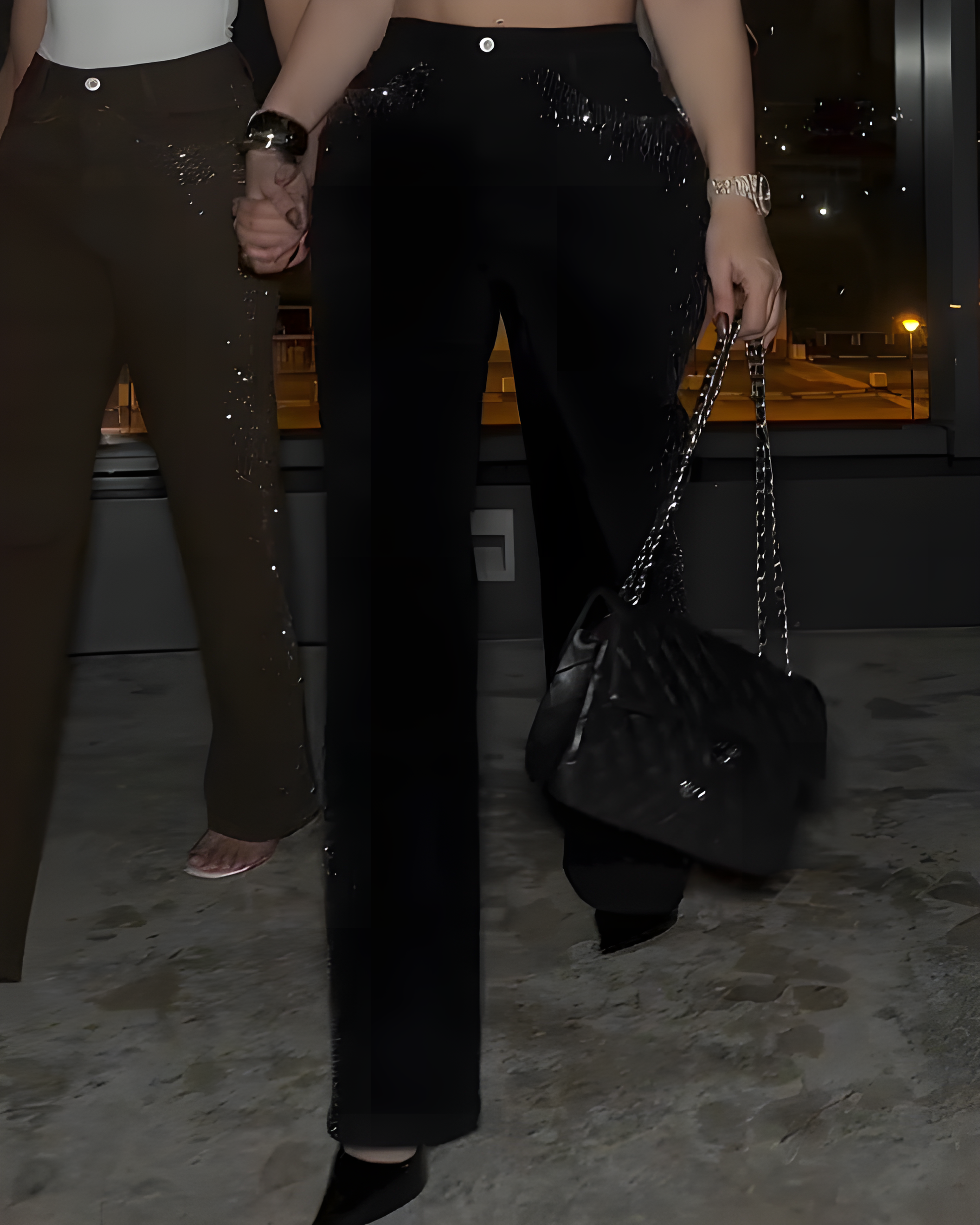 Rhinestone Trim Straight Leg Jeans
