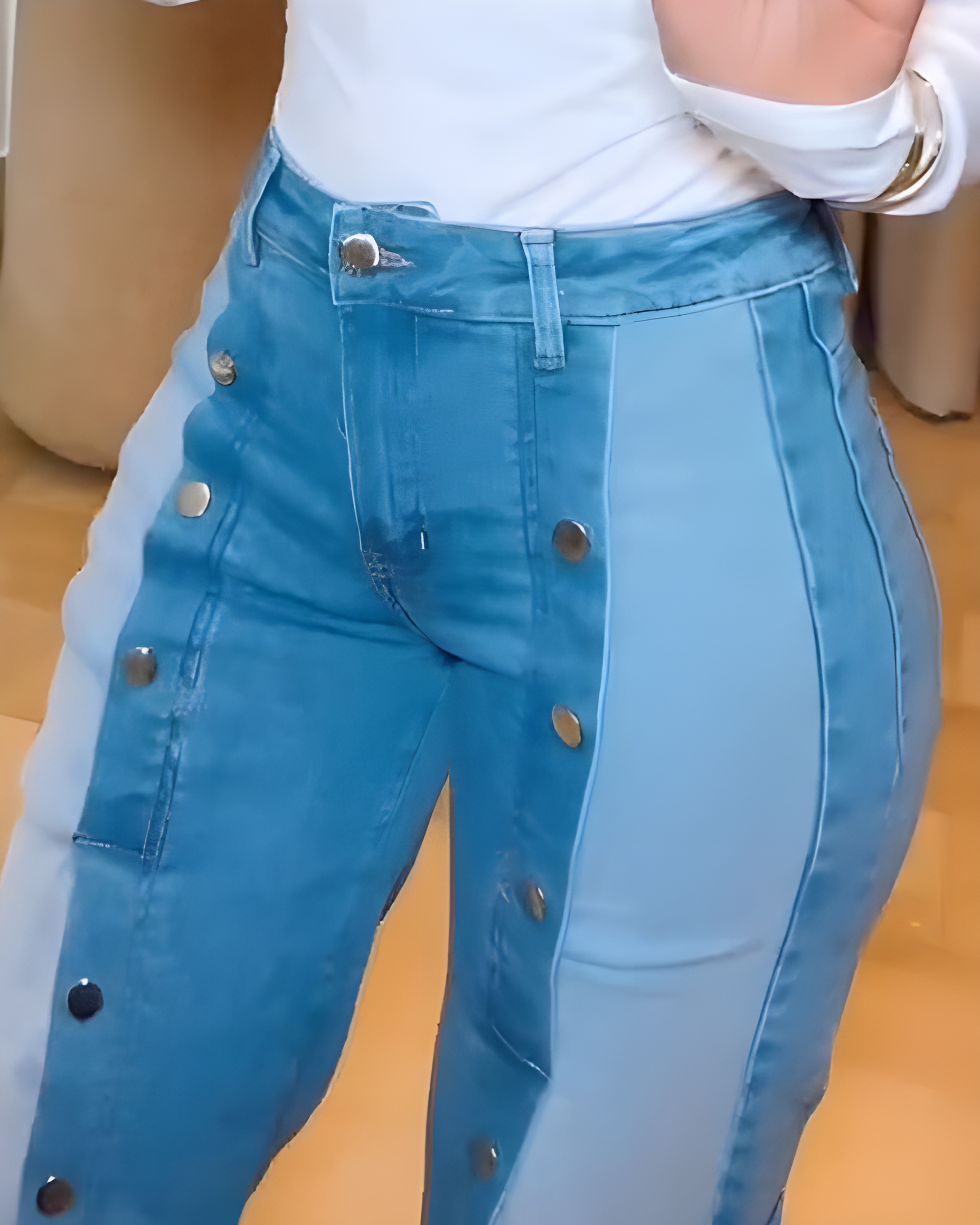 Wide-Leg Double-Breasted Jeans