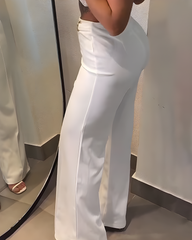Slim High Waist Casual Straight Pants