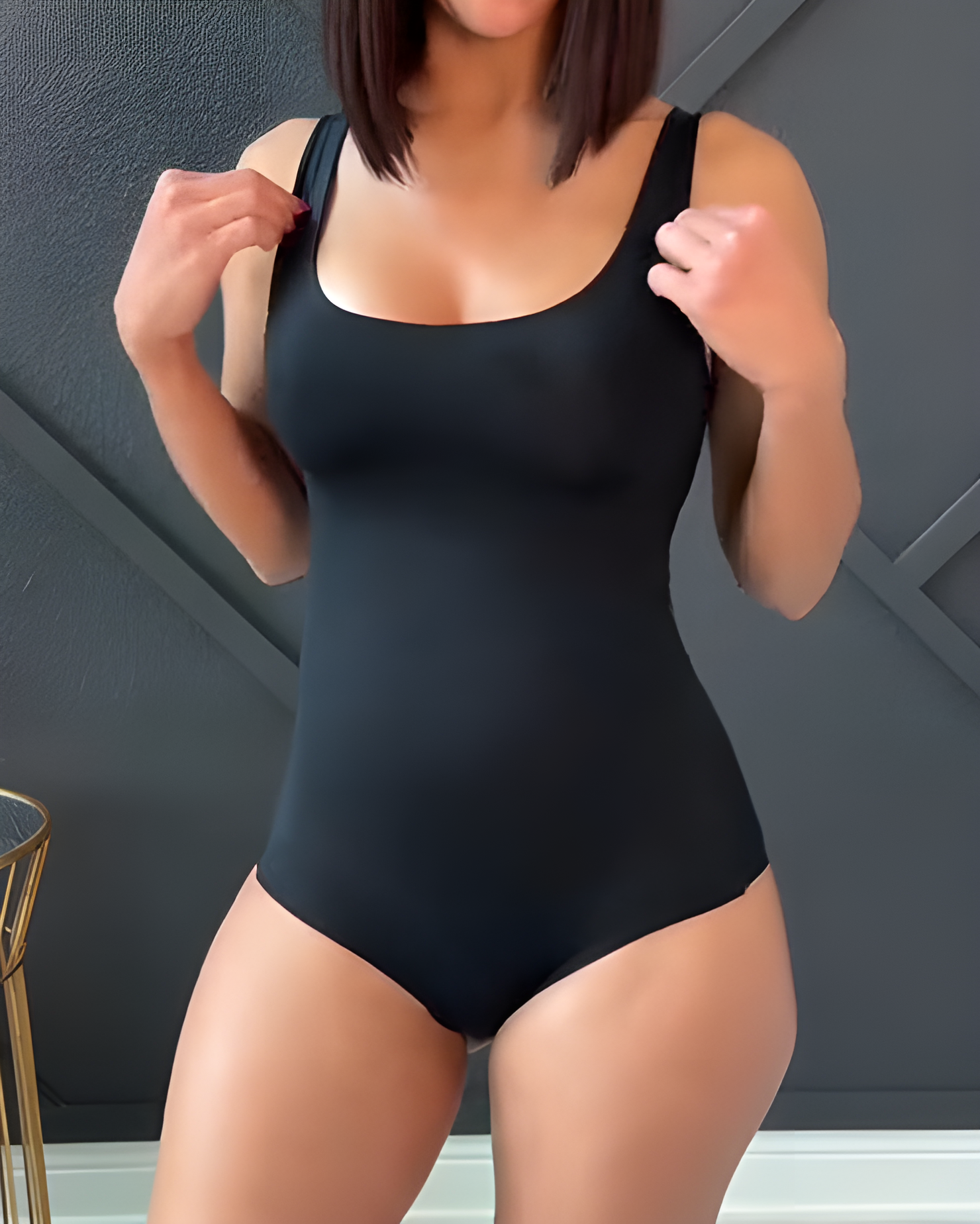 Wide Strap Seamless Tummy Control Slimming Thong Bodysuit