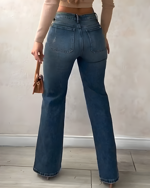 Double-Breasted Sparkling Rhinestones Jeans