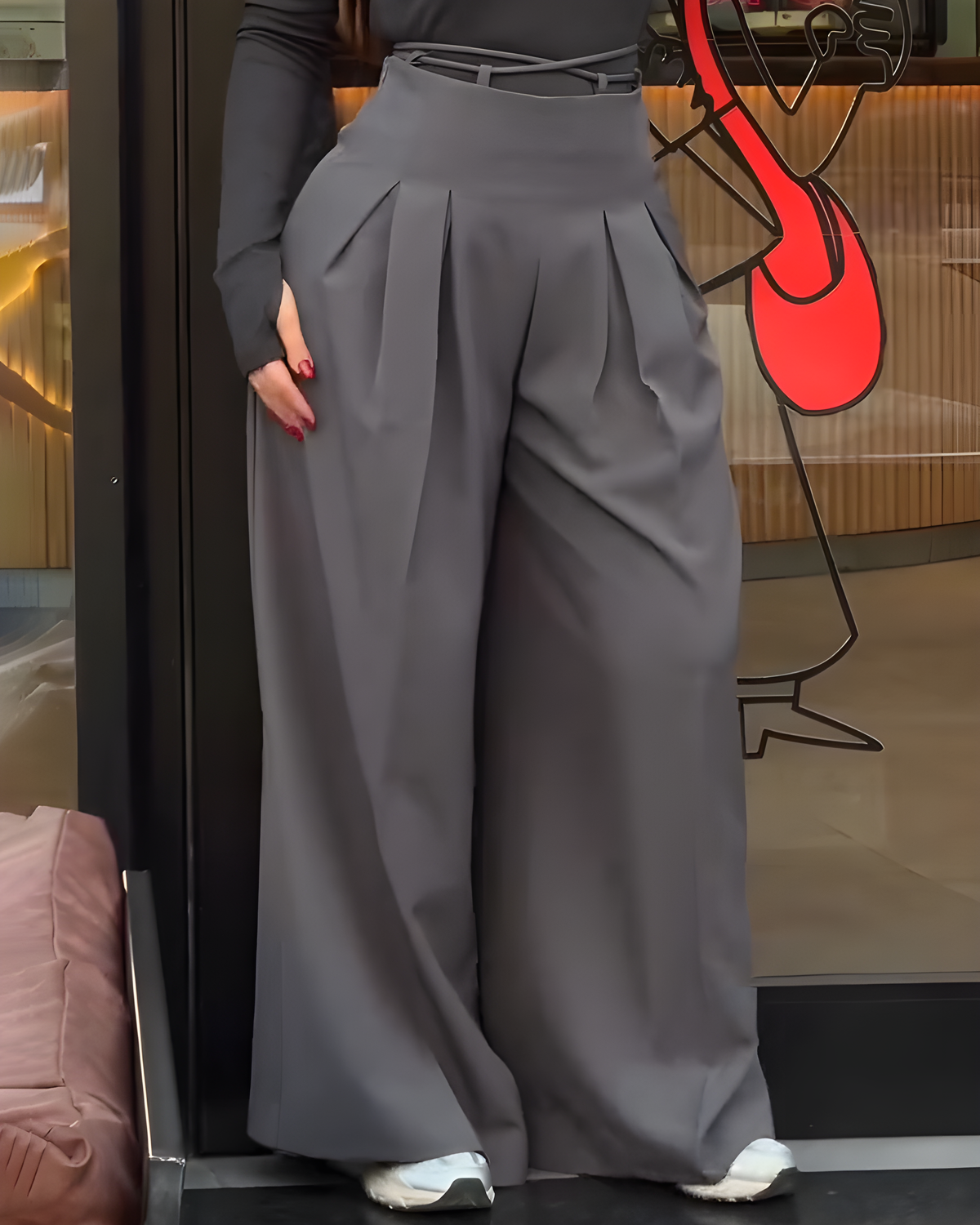 Slim Casual Wide-Leg Pants