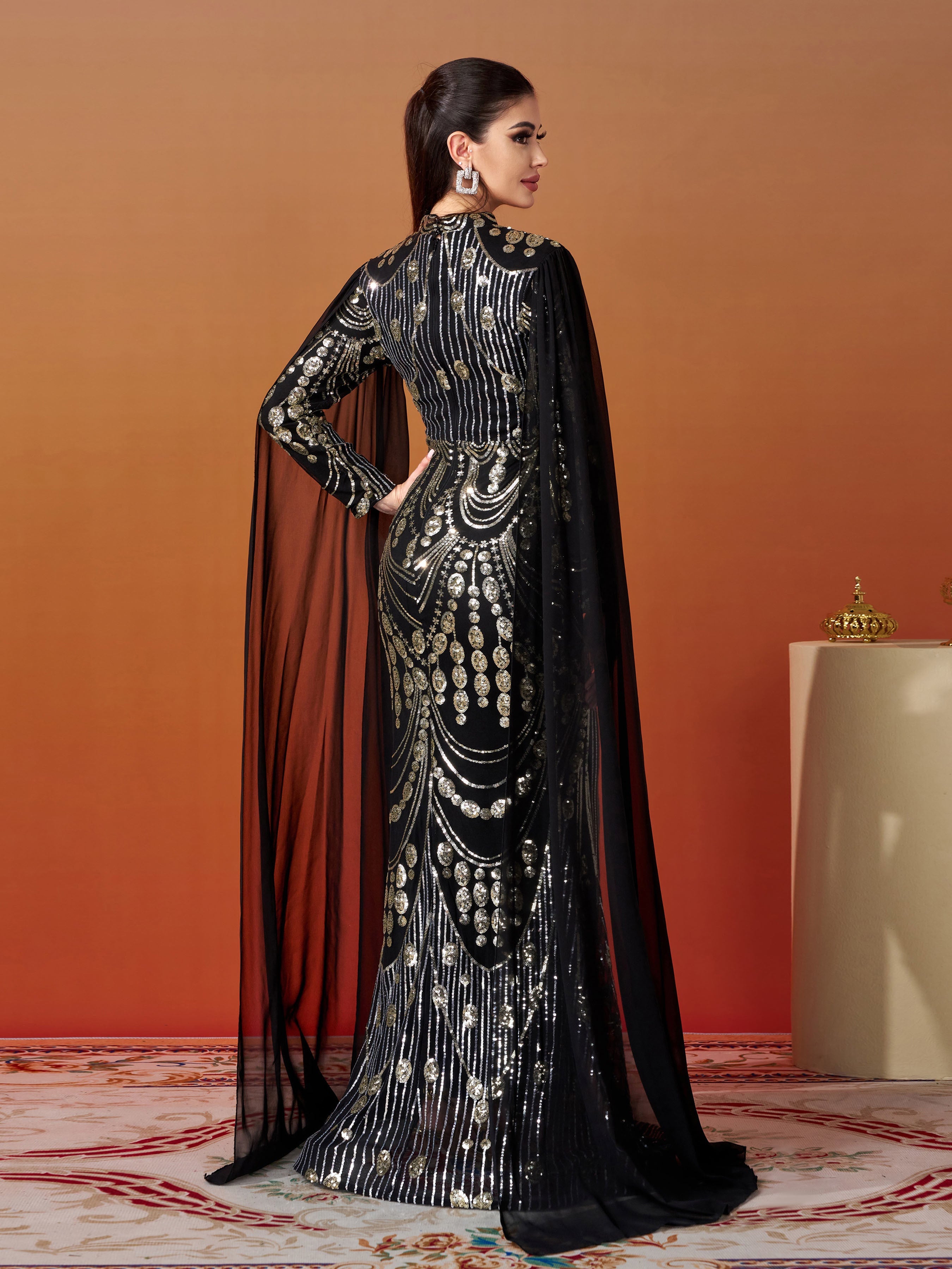 Stand Collar Full Cover Formal Dress