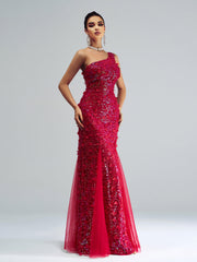 Butterfly Off Shoulder Sequin Mermaid Dress