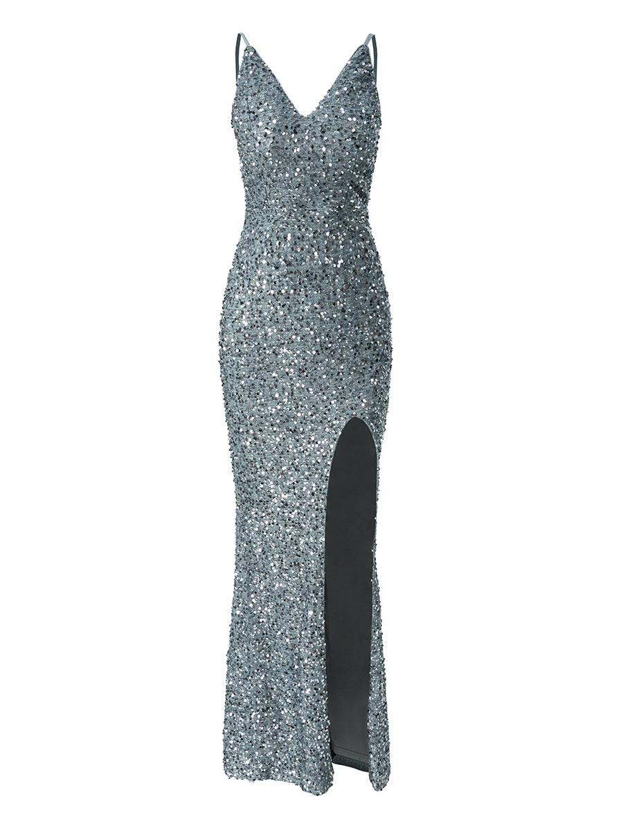 Spaghetti Straps Split Prom Dress
