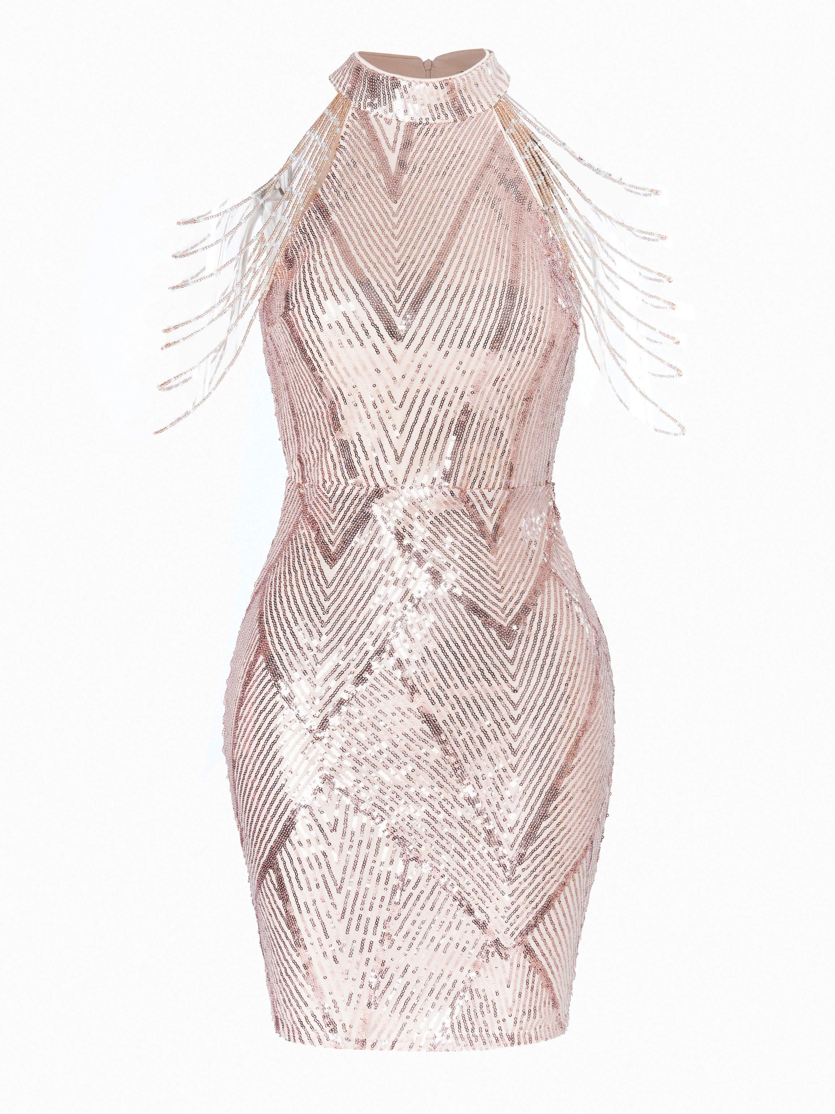 Sleeveless Sequin Bodycon Cocktail Dress