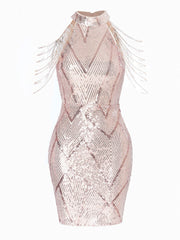 Sleeveless Sequin Bodycon Cocktail Dress