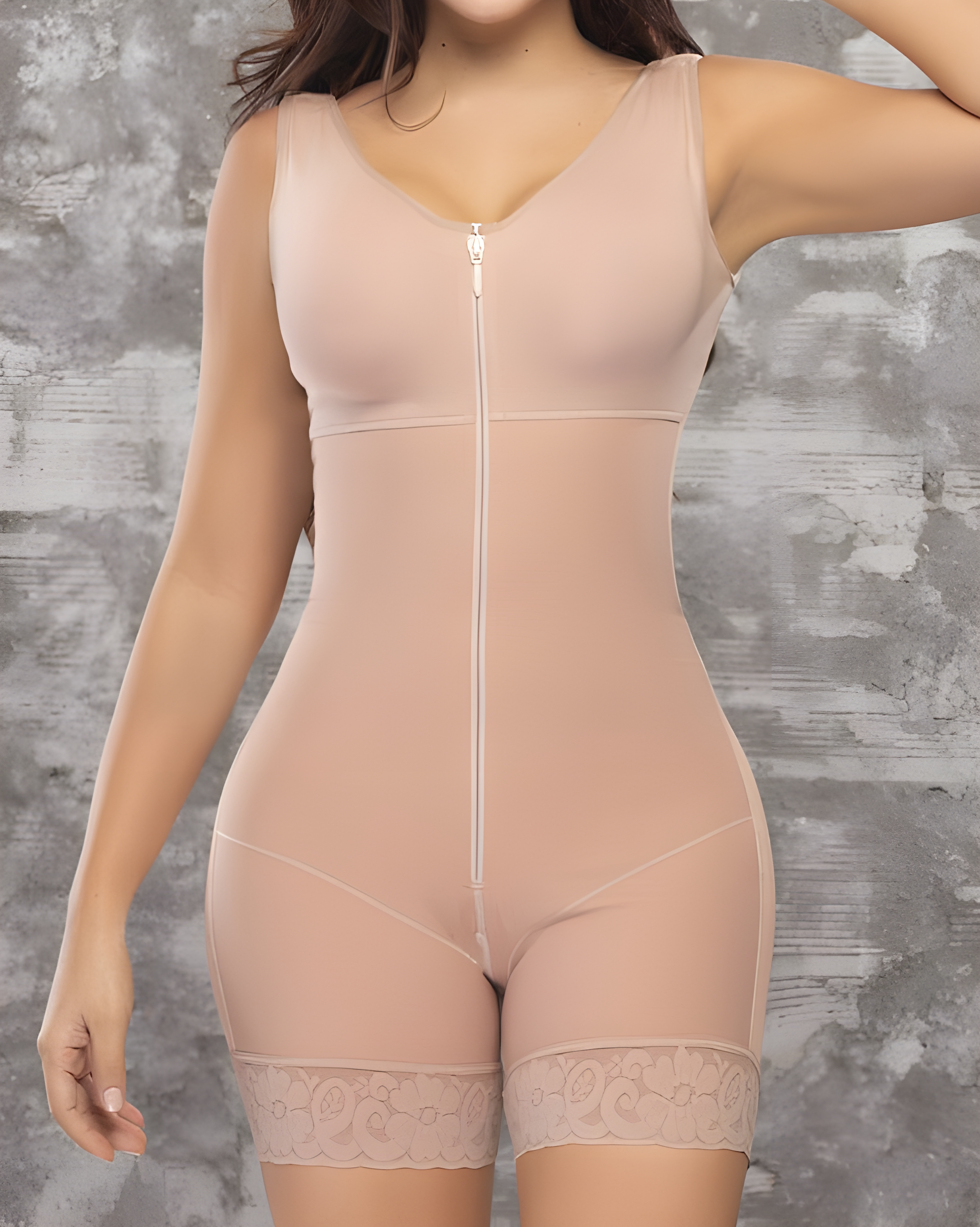 Front Zipper Tummy Control Sleeveless Full Body Shaper with Bra
