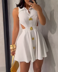 Lapel Slimming Cutout Dress