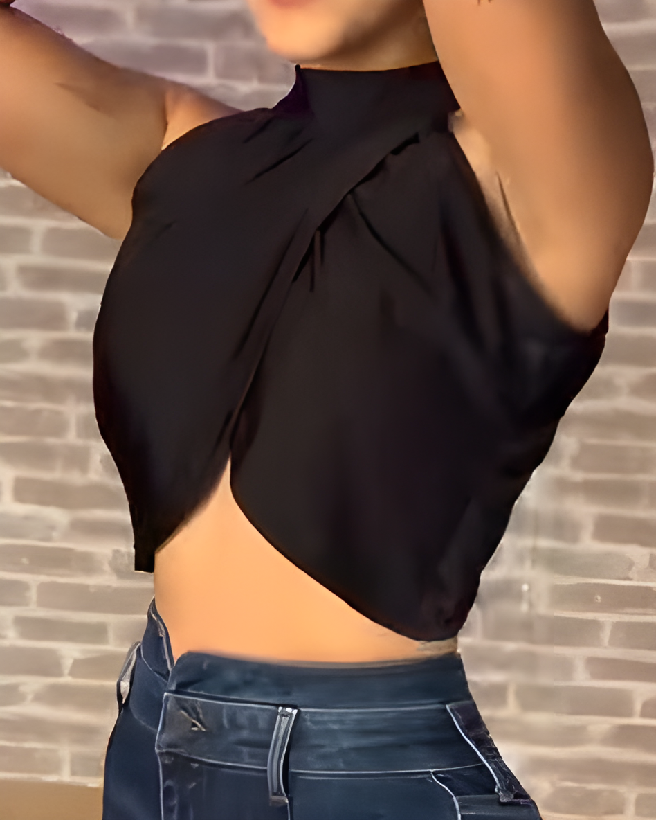 Halter Neck Irregular Backless Top
