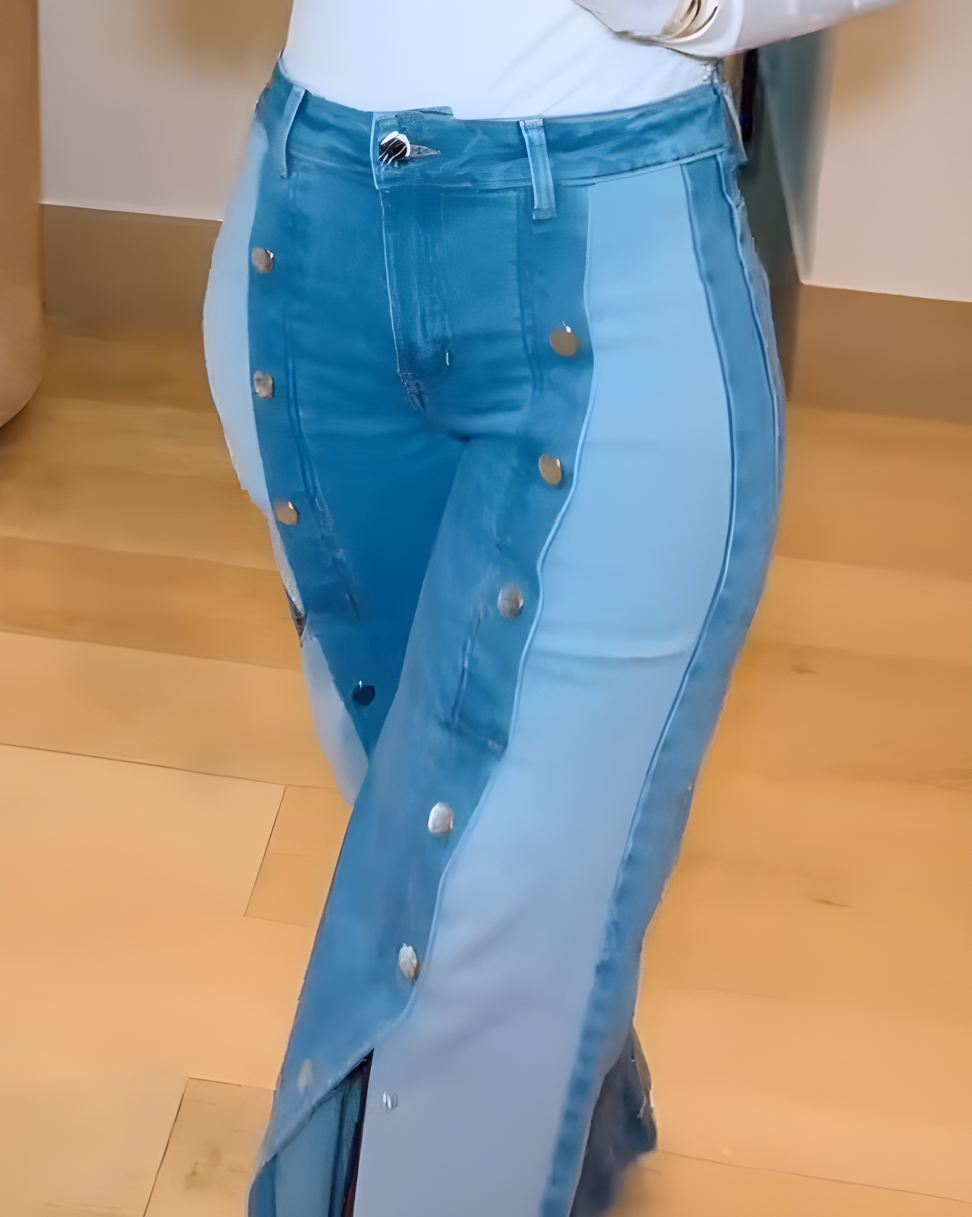 Wide-Leg Double-Breasted Jeans