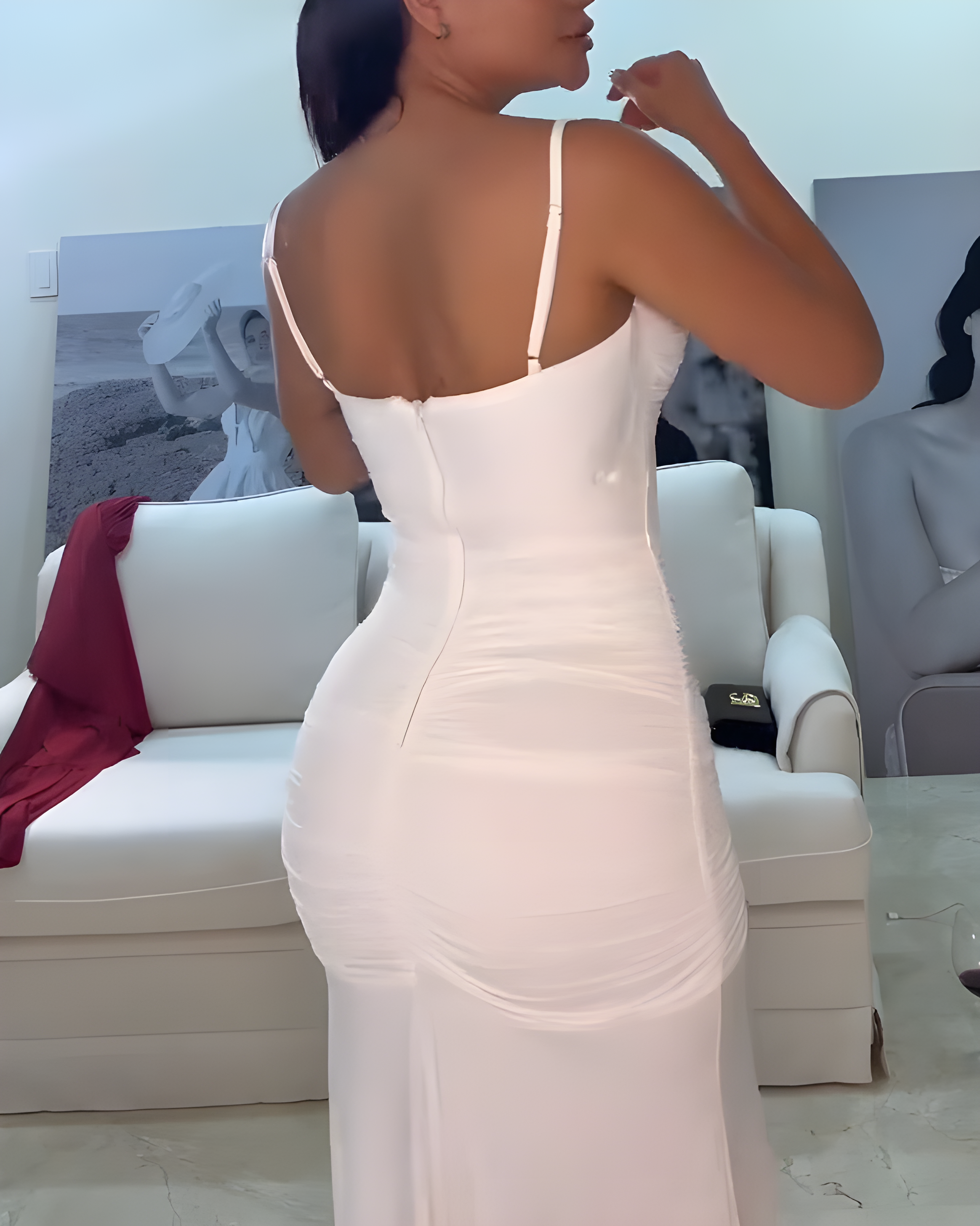 Mesh Slim Fit Slip Long Dress