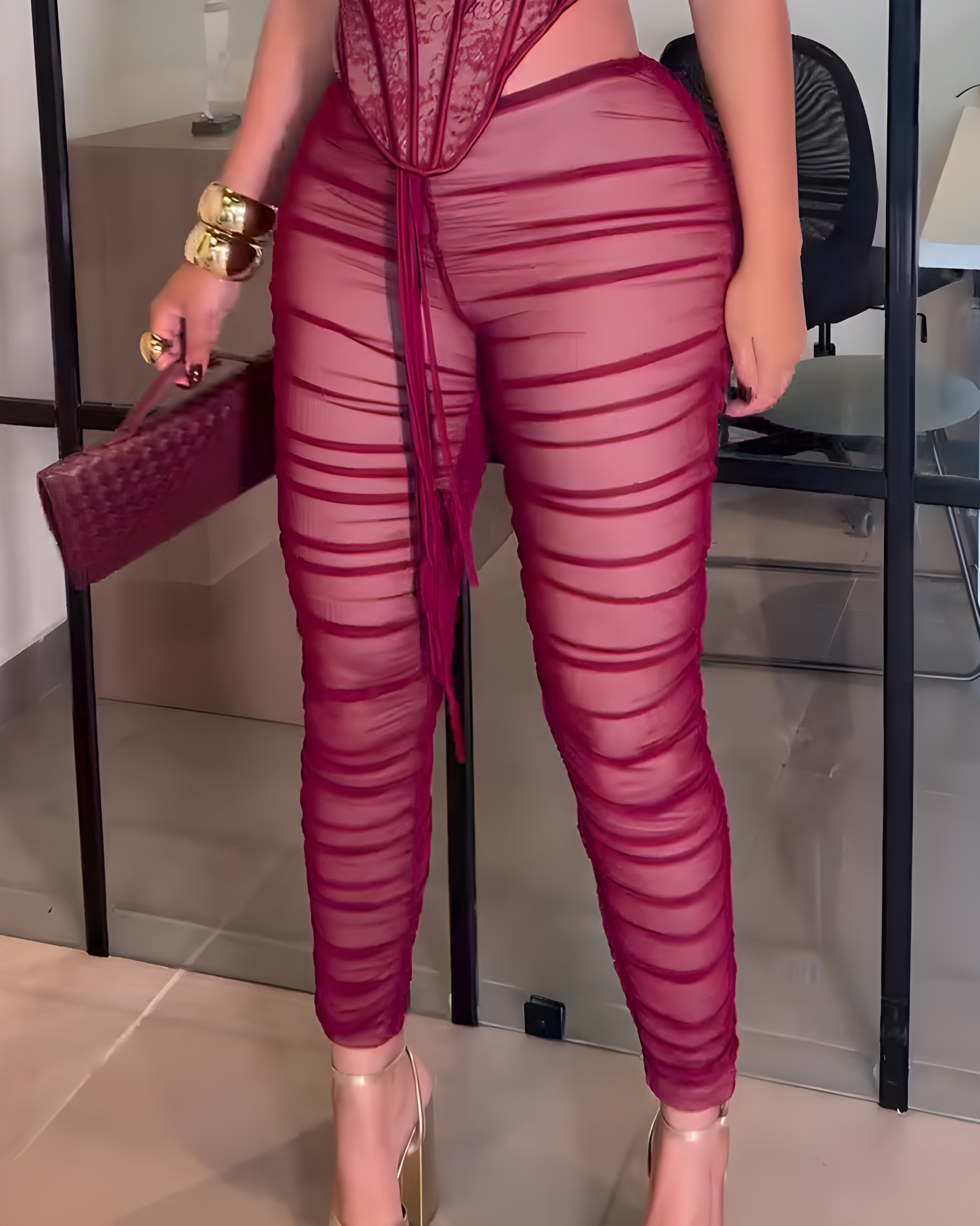 Mesh Skinny Pants