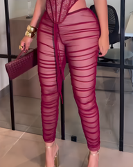 Mesh Skinny Pants